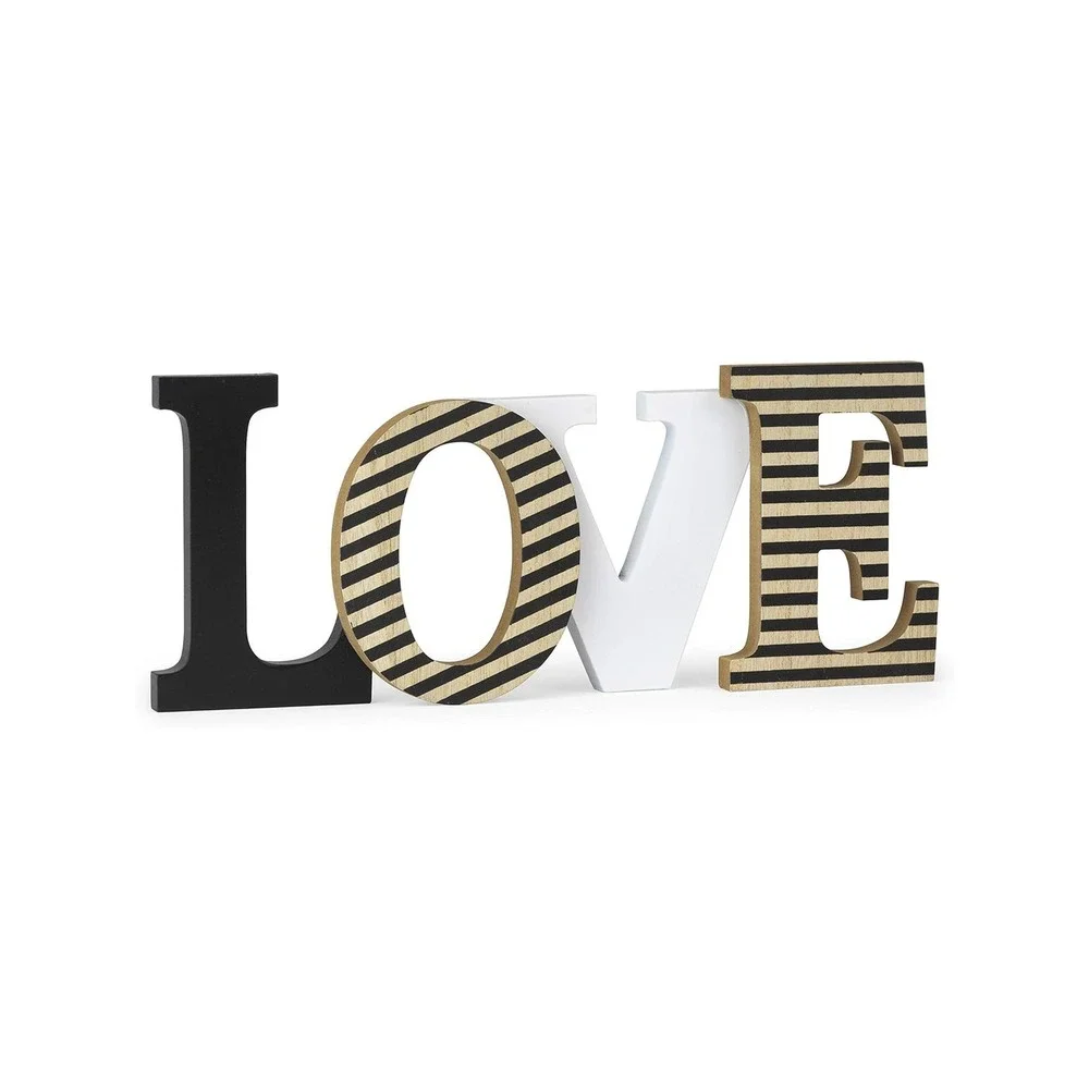 Striped LOVE Sign | Mixed Letter Wooden Tabletop Accent | Modern Farmhouse Style